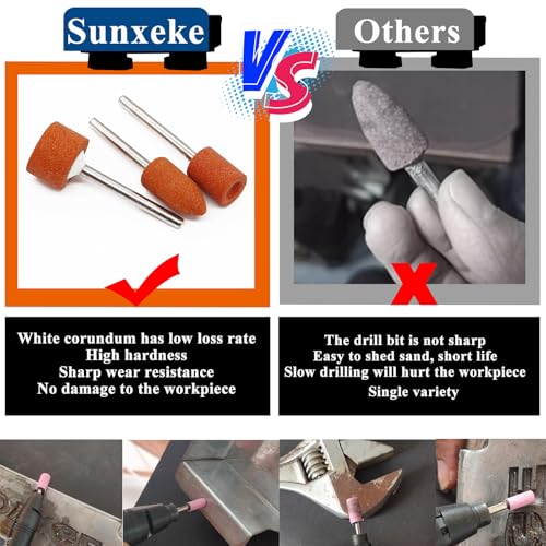 64Pcs Sanding Bits for Dremel Rotary Tools, 42Pcs Aluminum Oxide Grinding Stones Sanding Drill Bits (1/8 inch Shank) and Sanding Drums,Sanding Accessories for Metal Rust Removal Polishing