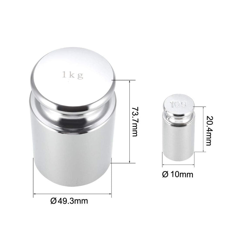 sourcing map Gram Chrome Plated Steel for Digital Scales Calibration Weight Set 10g 1000g M1 Precision