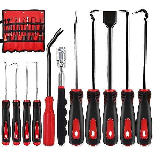 KEZE 233 pcs Bevel Washer and Plumbing Flat Head Washers Assortment Kit and 11 Pcs Precision Pick & Hook Set for O Rings Faucet Automotive Hydraulic Pipe Repair