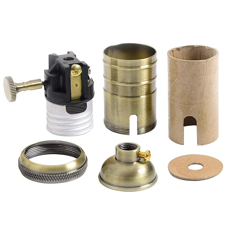Retro Lamp Holder Edison Antique Aluminum Pendant Lamp Holder with Rotary Switch for E26/E27 Lighting Appliances DIY (Green Bronze)