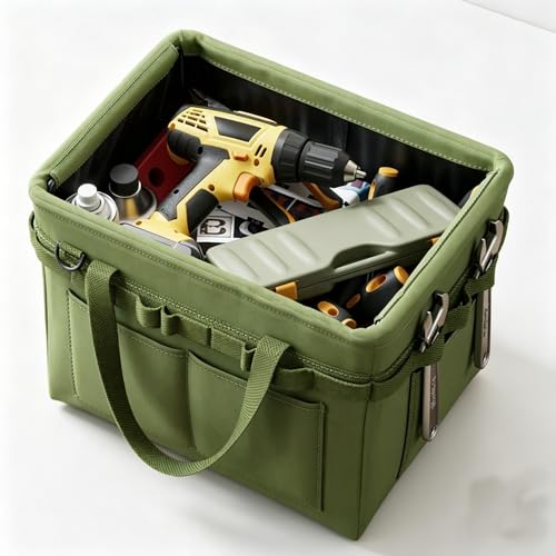 14.5 inch Wide-Mouth Waterproof Tool Bag,Utility Tote Bag Organizer For Mechanic & Electrician Camping Cookware, Gift for Men Him Dad ﻿
