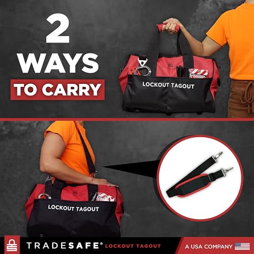 TRADESAFE Lockout Tagout Bag - XL Loto Bag, Heavy Duty Tool Bag Organizer Extra Large
