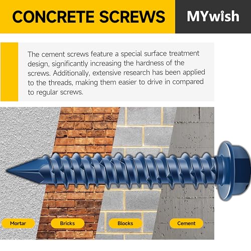 Mywish 30Pcs 1/4 x 2-3/4" Concrete Screws & 510Pcs Wall Hanging Kit with Anchors and Screws, Dry Wall Anchors and Screws Kit for Picture Hanging, Slotted Hex Washer Head Masonry Stucco Screws Anchor K