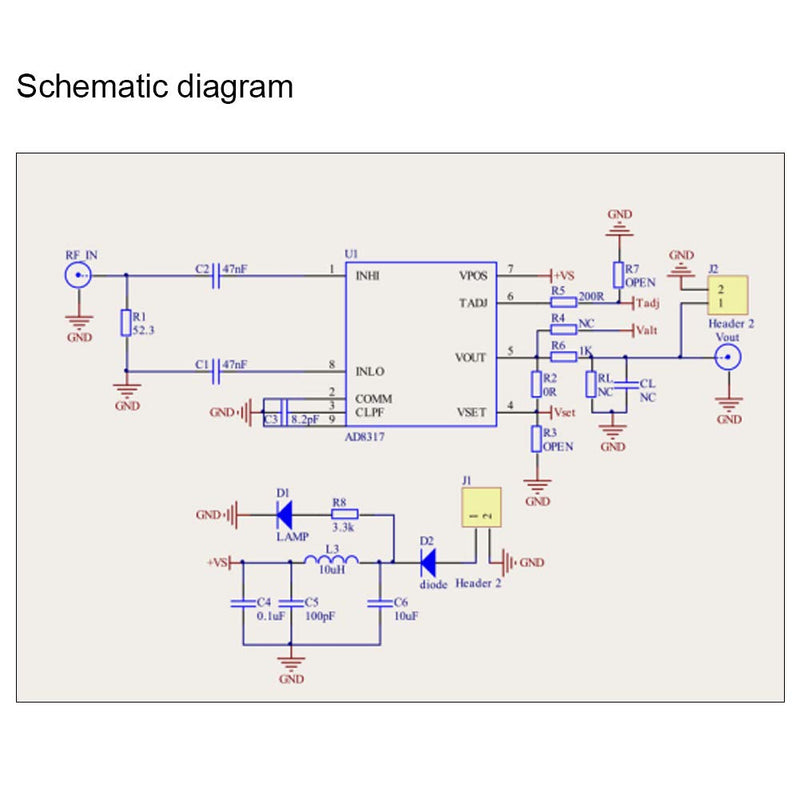 AD8317 1M-10GHz 60dB RF Power Meter Logarithmic Detector Controller for Amplifier, Signal Detection, Current Measurement Ambient Field