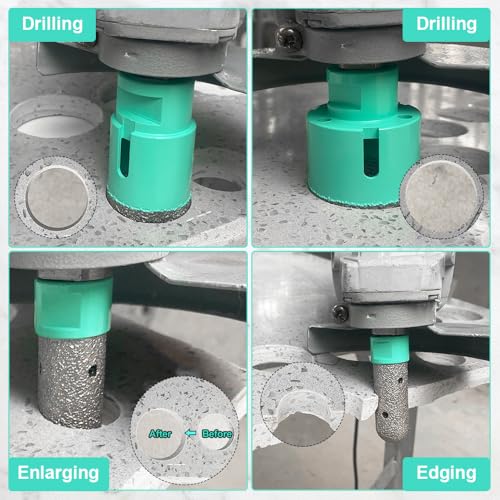 Diamond Core Drill Bits Set 6pcs Tile Hole Saw Kit for Porcelain Tile Ceramic Marble Brick Concrete with 5/8-11 Thread(25/35/50/65/75mm+20mm Finger Bit)