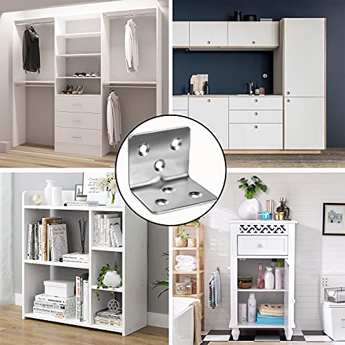 80Pcs 1.2”x1.2”Stainless Steel Corner Bracket 1.5”Wide Small Angle Bracket 80PCS Silver