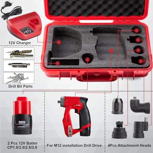 Hard Case for Milwaukee M12 Fuel Installation Drill/Driver Kit & Accessories (2505-22) | High-Density Foam | Durable Protective Carrying Storage Tool Box Organizer | (CASE ONLY)