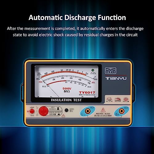 Insulation Meter, Digital Ohmmeter Handheld 500V Voltage Tester for Electrical Equipment Testing with AC Voltage Measurement and Wide Range up to 1000MΩ