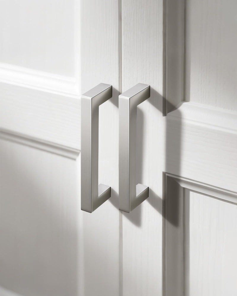 Probrico 4 Inch Satin Nickel Cabinet Pulls Stainless Steel, 10 Pack Door Cabinet Handles,Drawer Dresser Pull Knobs Kitchen Furniture Hardware for Cupboard Wardrobe,Total Lenght:4-1/2 Inch (114mm) hole center 4" Brushed Nickel