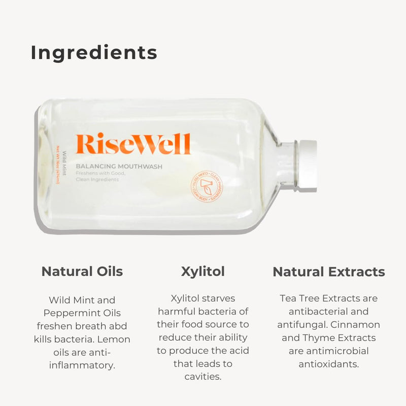 RiseWell Balancing Mouthwash - pH Balancing Alkaline Alcohol Free Mouthwash - Dentist Developed Dry Mouth Rinse - SLS-Free - Wild Mint, 16 Oz (Pack of 2) 16 Fl Oz (Pack of 2)