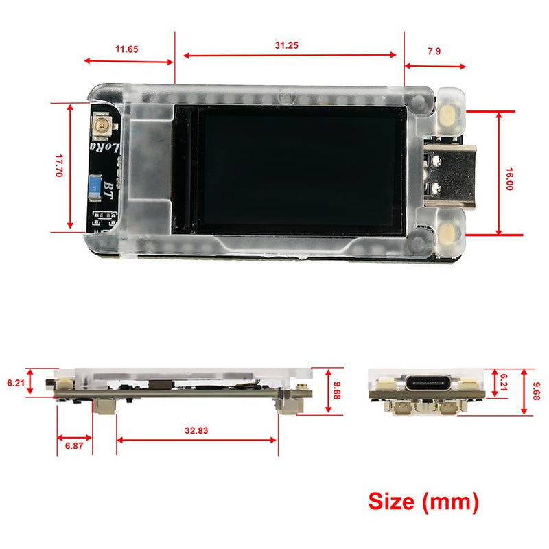 915MHz LoRa Mesh Node T114 V2 SX1262 Development Board nRF52840 w/1.14" inch TFT LCD Display + 915 MHz Antenna LoRa for Meshtastic LoRaWAN