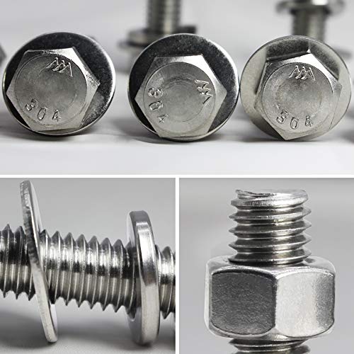 1/4-20 x 1-1/4" Bolts and Nuts Hex Head Bolts Screws, Nuts, Flat Lock Washers Hexagonal Head Bolt Stainless Bolts Machine Fully Thread Bright Assortment Kit 10Sets [1/4-20 x 1-1/4" (10Sets)]