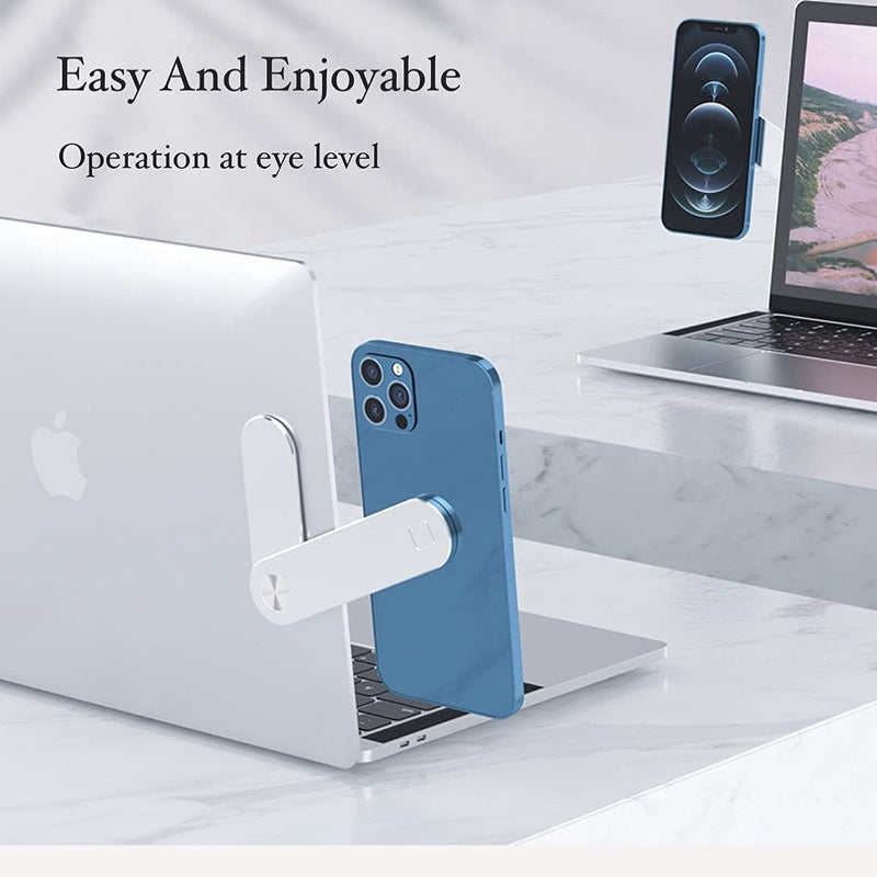 Laptop Phone Holder, Magnetic Side by Side Monitor Phone Mount, Eye Level Mount Clip, Adjustable, Desktop, Phone Stand, Phone Accessories, Work Gadget, Improve Efficiency