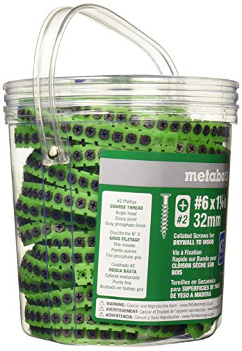Metabo HPT #6 x 1-1/4-in Bugle Coarse Thread Drywall Screws | 1000 Count | 17812BHPT