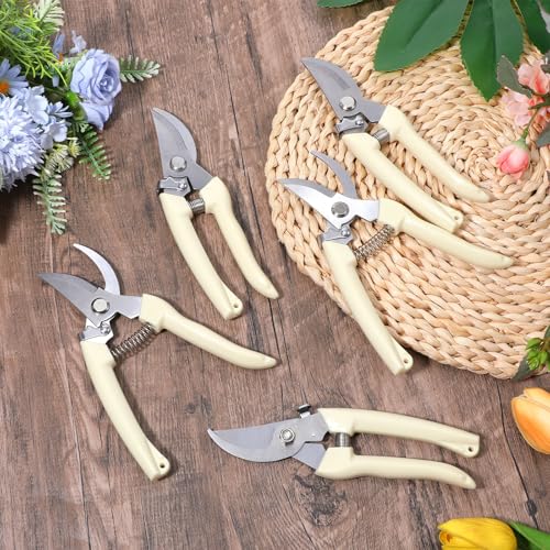 20 Pcs Pruning Shears Stainless Steel Garden Shears Heavy Duty Plant Scissors Trimming Garden Clippers Hand Tree Pruner for Yard Gardening Hedge Flower Cutting Secateurs Beige