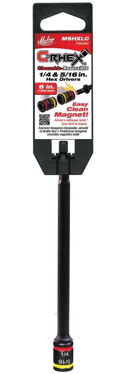 Malco IMSHXLC C-RHEX Cleanable, Reversible 6-inch Magnetic Hex Chuck Driver (Pack of 2) 6 Inch (Pack of 2)