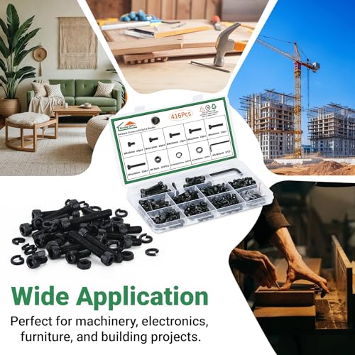 M4 Screw Kit 416PCS, M4 Screws Assortment Kit, Hex Socket Head Cap Bolts M4x 8/12/16/20/25/30mm