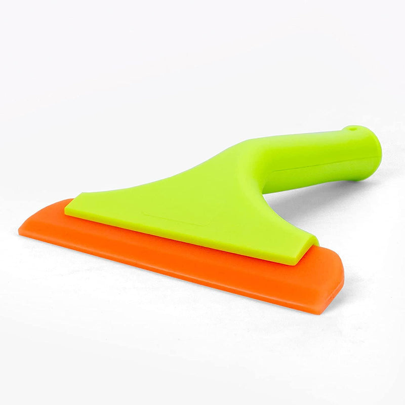 Super Flexible Silicone Squeegee, Auto Water Blade, Water Wiper, Shower Squeegee, 5.9'' Blade and 7.5'' Long Handle, for Car Windshield, Window, Mirror, Glass Door Green