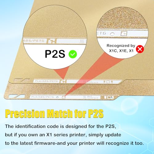 Textured PEI Printing Plate for Bambulab P2S, P2S PEI Build Plate Recognition with QR Code for Bambu Lab P1S P2S P1P A1 256 x 256 mm 3D Printer Platforms For P2S 257x257mm