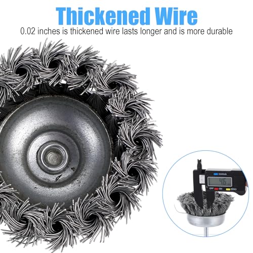 7 Pcs Twist Knot Wire Wheel Brush for Drill Crimped Cup Wire Wheels Brush Set for Drill with 1/4-Inch Shank for Heavy Duty Rust Removal, Corrosion, Paint Removal and Scrub Surfaces