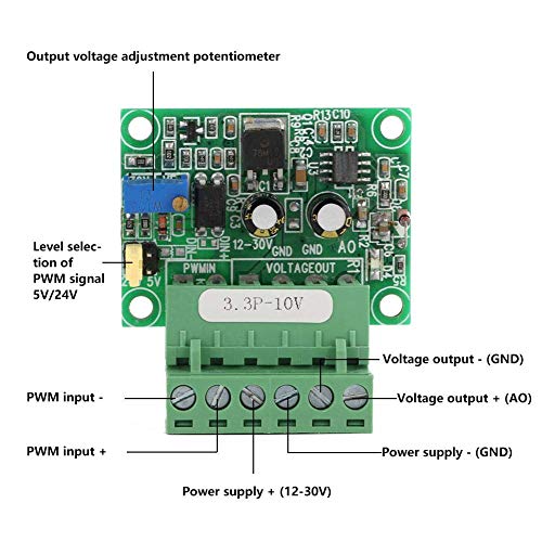 FTVOGUE 3.3V PWM Signal to 0-10V Voltage Converter D/A Digital to Analog PLC Conversion Module