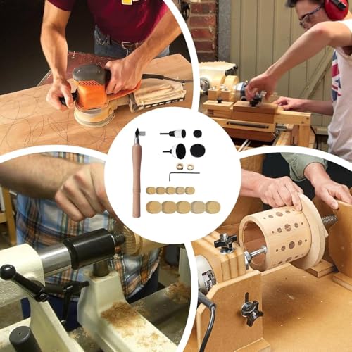 Bowl Sander Kit, Wood Lathe Sanding Tool with 50 Sanding Discs, 1&2 Inch Curved Surface Sander, Hand Held Bowl Sander for Woodturning, Bowls & Curved Woodworking