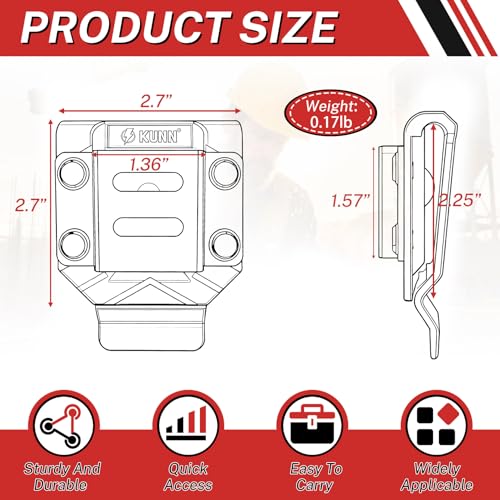 KUNN Drill Holder for Tool Belt, Single Pack Drill Belt Clip & Tape Measure Holster + 2-Pack Tape Measure Holder for Belt, Value Set of Tape Measure Clips & Holsters