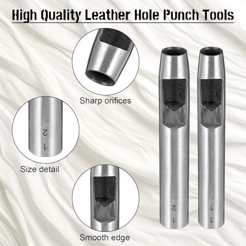 22Pcs Leather Hole Punch Tool 0.5-12mm Circle Hole Punch