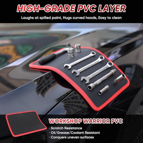 Magnetic Tool Mat Set, Wristband, Pickup Tool & Mirror for Auto Repair