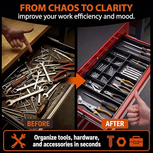 2 Pack Expandable Tool Box Organizer Tray, 12+2 Compartments 1