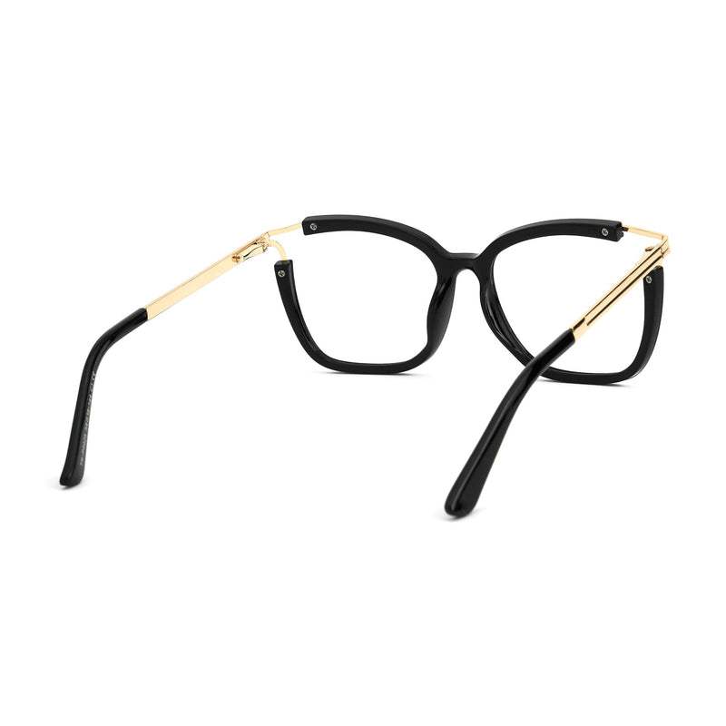 Zeelool Square Blue Light Blocking Glasses for Women Fashion Fake Glasses with Spring Hinges Chic Full Frame Glasses Black Clear Lens