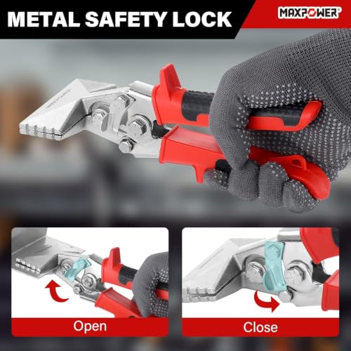 MAXPOWER Sheet Metal Hand Seamers, 5 Blades Pipe Crimper and 3-inch Straight Jaw Sheet Metal Bender with Ergonomic Soft Grip Handle 3" straight + pipe crimper