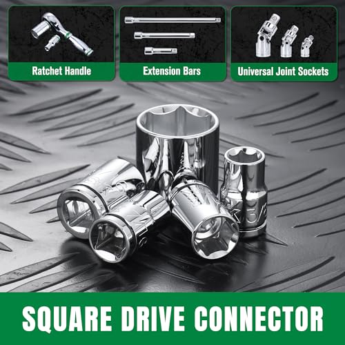 SK 3/8" Drive Socket Set, SAE Sockets, 13-Piece, 1/4" to 1" Shalllow