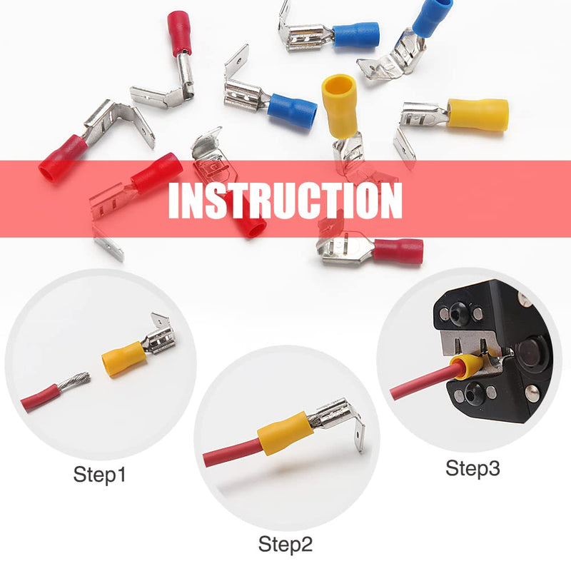 YIXISI 80 pieces piggyback cable lugs set, crimp connector set, crimp connector, insulated electrical connector terminal 80 pieces