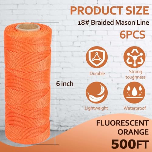 Heavy Duty Mason Line String, Construction String 6 Pack 500ft Nylon Twine