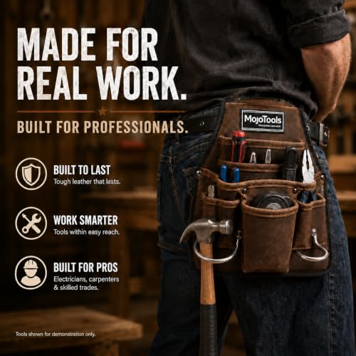 Genuine Leather Tool Belt Work Belt with Dual Steel Hammer Loops, Heavy-Duty Quick-Release Steel Buckle, Full-Grain Cowhide Suede Belt for Framers, Electricians & Plumbers (Brown) Brown