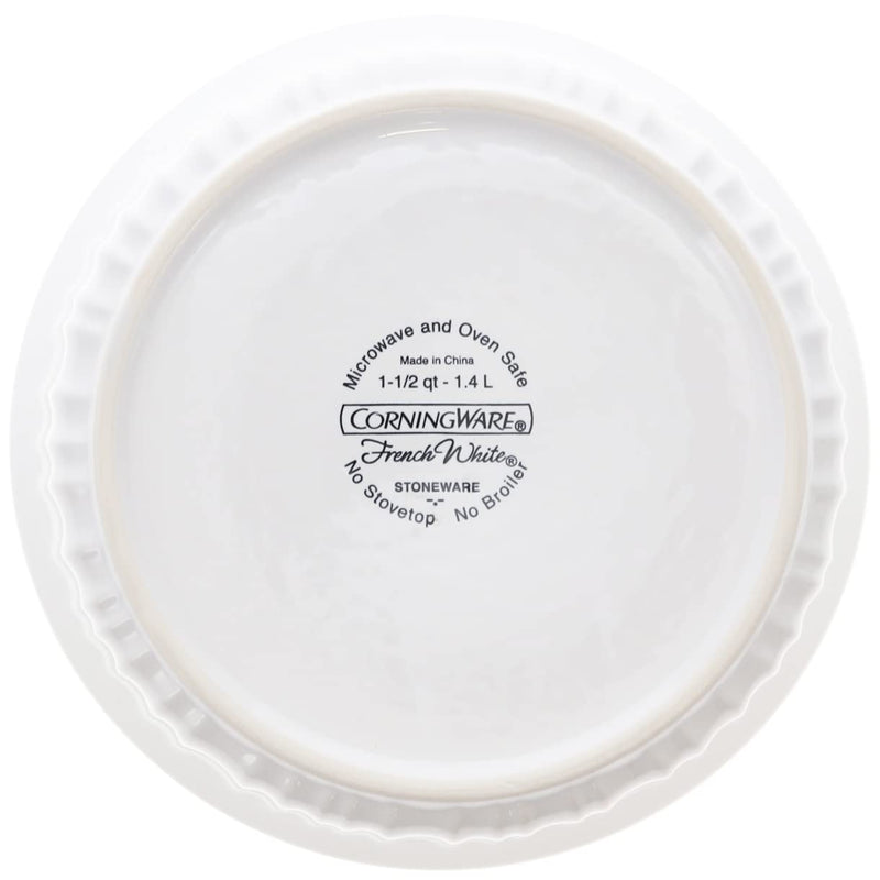CorningWare FS5 1.5qt Round French White Casserole Dish & F-5-PC 1.5qt French White Plastic Lid