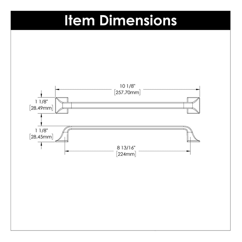 Hickory Hardware 1 Pack Solid Core Kitchen Cabinet Pulls, Luxury Cabinet Handles, Hardware for Doors & Dresser Drawers, 8-13/16 Inch (224mm) Hole Center, Black Iron, Forge Collection 8-13/16 Inch Center to Center