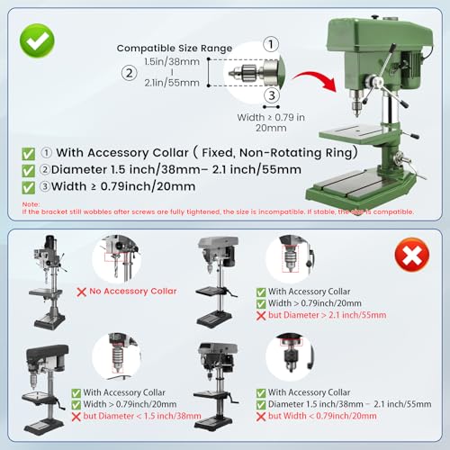 Square Hole Drill Bit Adapter with 4-Piece Square Hole Drill Bit Set, Mortise and Tenon Jig, Dual-Use Mortising Attachment for Drill Press & Hand Drill, Mortising Machine Accessory