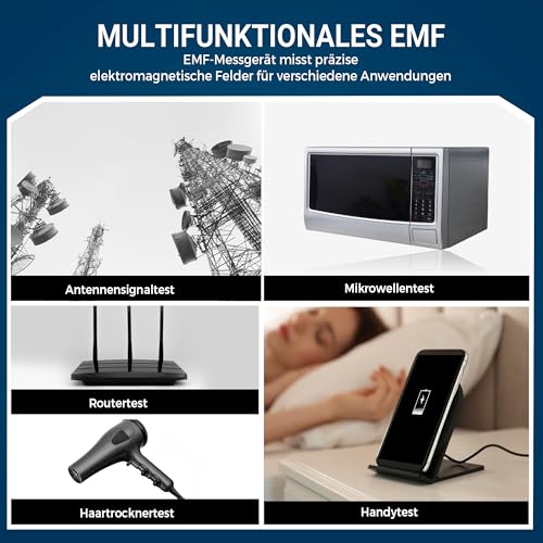 EMF Meter, EF/MF Detector - Blue | Rechargeable EMF meter, portable hand-held electromagnetic fields, digital LCD display