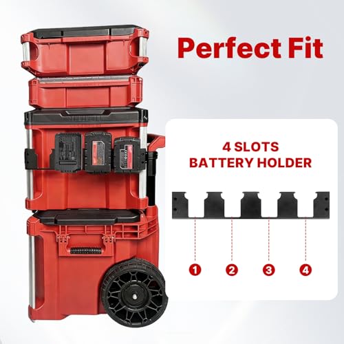 BYERN AUTO Packout Mount & Battery Holder Bundle: 100LB Base Plate + 4-Slot M18 Battery Organizer for Milwaukee Packout