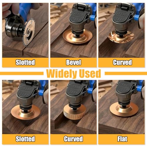 14PCS Wood Carving Disc Set for 4" or 4 1/2" Angle Grinder, Stump Tool Grinding Wheel Disc with 5/8" Adapter Ring & Wrench Wood Shaping for Cutting Carving Grinding Sanding Polishing