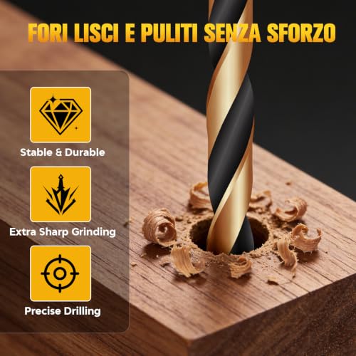 29PCS Brad Point Wood Drill Bit Set, 1/16"-1/2", 1/64" Increments