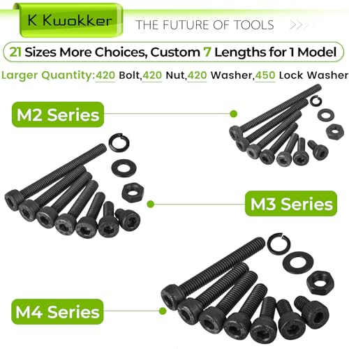 M2 M3 M4 Hex Socket Screw Set + M3 Screw Kit (Socket+Flat)