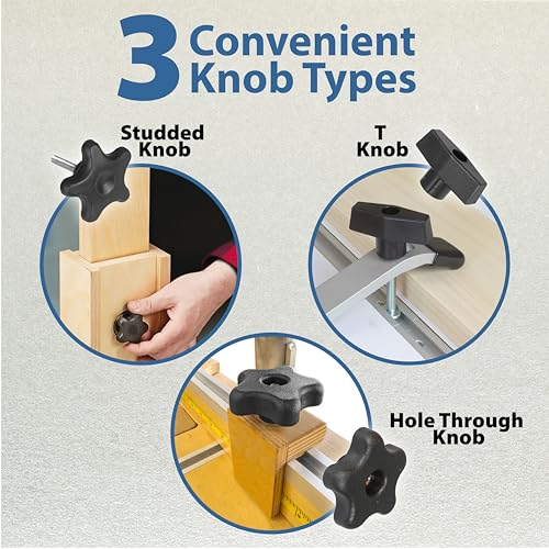 46 Piece T Track Bolts and Knobs Kit, 1/4" x20 & 5/16”-18 T Bolts & Threaded Knobs, T Track Accessories for Woodworking, Build Your Own Woodworker Jigs and Fixtures, T-Track Parts Hardware Set