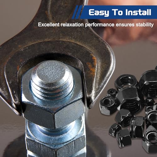 50Pcs[1/2"-13] Nylon Locking Hex Nuts 304 StainlessSteel Black 1/2"-13 50