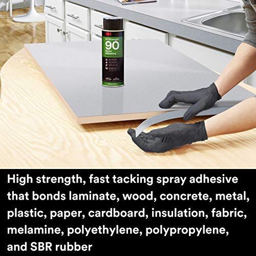 Bundle of 3M Hi-Strength 90 Spray Adhesive, Permanent, Clear Glue, Will Spray Upside Down + 3M Super 77 Multipurpose Permanent Spray Adhesive Glue, Low VOC Hi-Strength 90 - Low VOC Bundle of 90 + 77 - Low VOC 19 oz