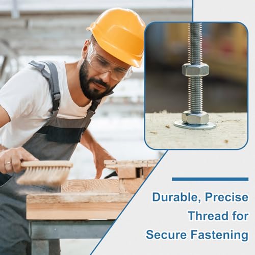 PATIKIL 5 Pcs Fully Threaded Rod, M5 x 400mm 304 Stainless Steel Right Hand Long Thread Bar Studs with Nuts for Pipes Clamps Hangers U-Bolts