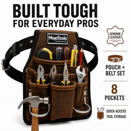 Genuine Leather Tool Belt Work Belt with Dual Steel Hammer Loops, Heavy-Duty Quick-Release Steel Buckle, Full-Grain Cowhide Suede Belt for Framers, Electricians & Plumbers (Brown) Brown