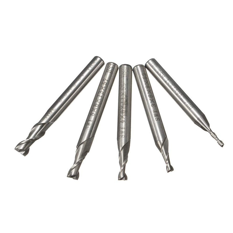 ChaRLes 5 pieces 2 flute 2/3/4/5/6 mm 6 mm shank cutter HSS end mill CNC engraving bit
